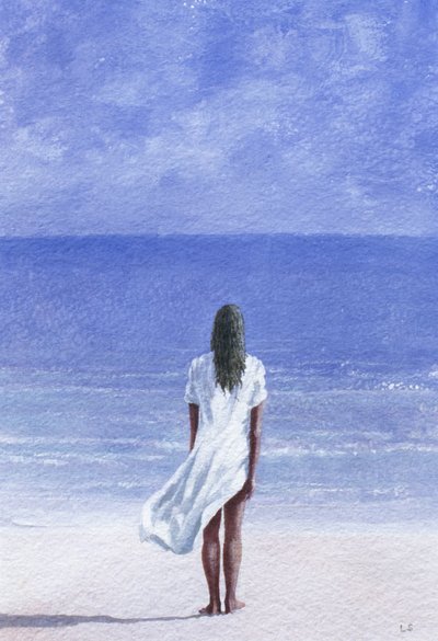 Girl on beach, 1995 by Lincoln Seligman